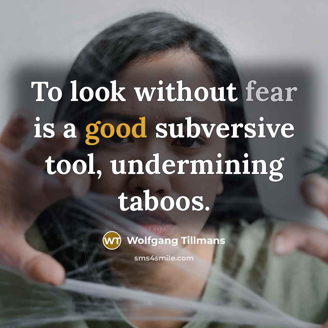 “To look without fear is a good subversive tool, undermining…” quote by Wolfgang Tillmans