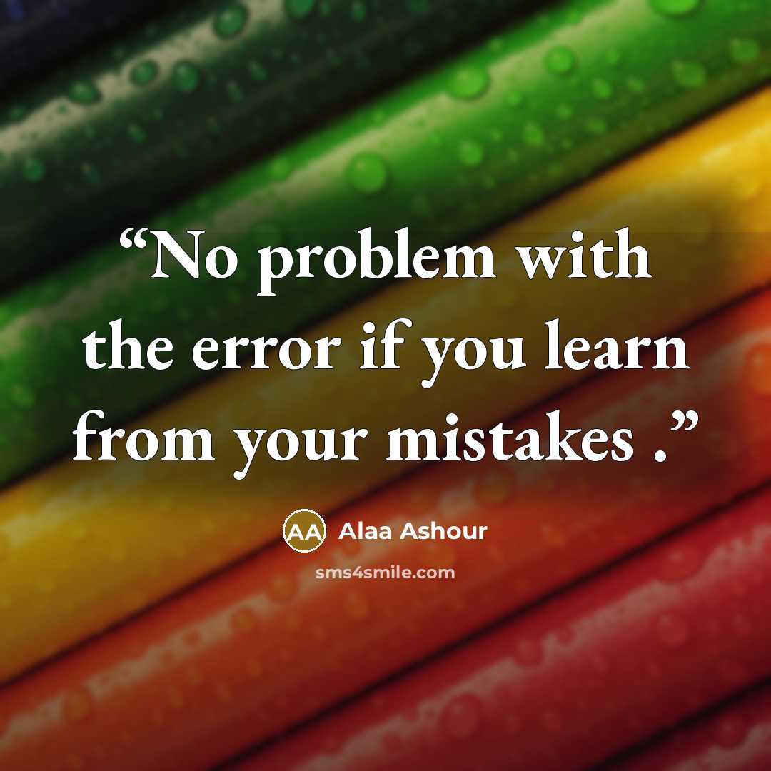 “No problem with the error if you learn from your mistakes .” quote by Alaa Ashour