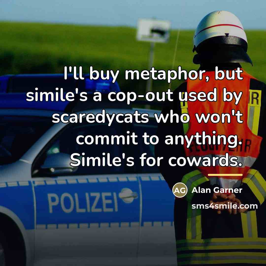 “I'll buy metaphor, but simile's a cop-out used by scaredycats…” quote by Alan Garner