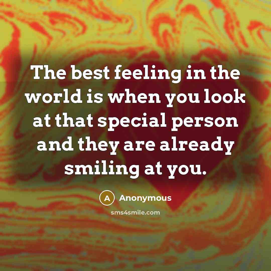 “The best feeling in the world is when you look at that special person and they are already smiling at you.” quote by Anonymous