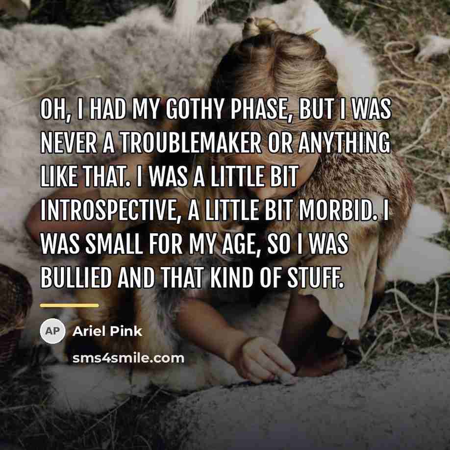 “Oh, I had my gothy phase, but I was never…” quote by Ariel Pink