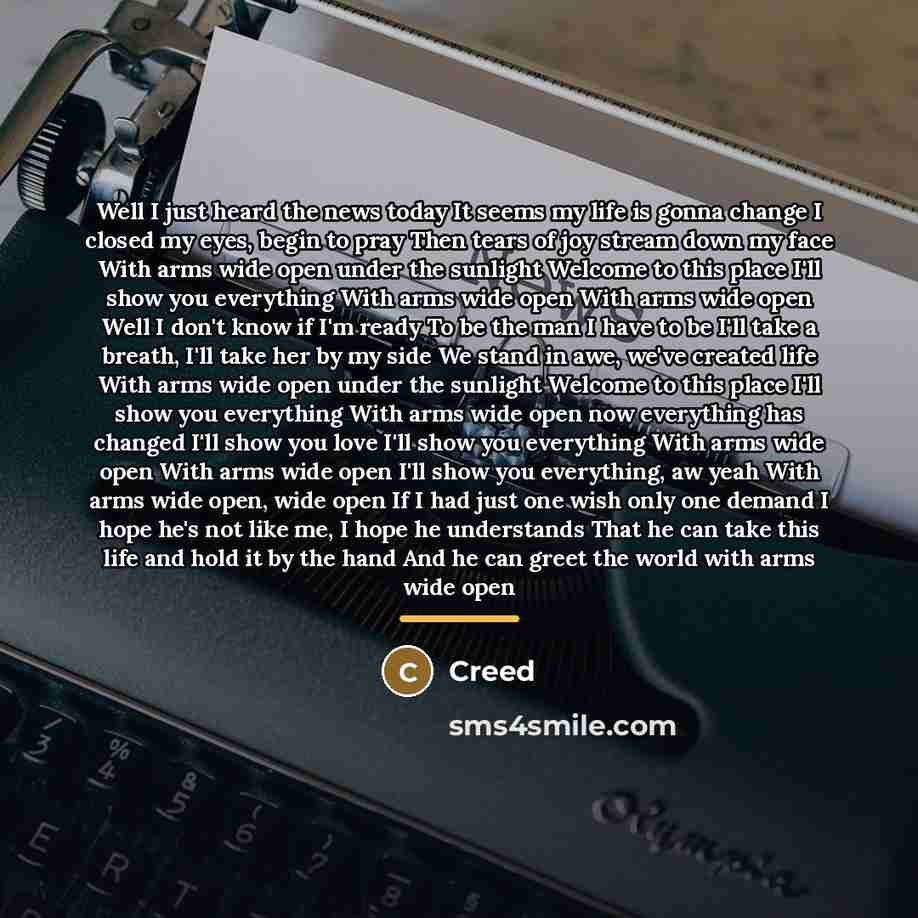 “Well I just heard the news today It seems my…” quote by Creed