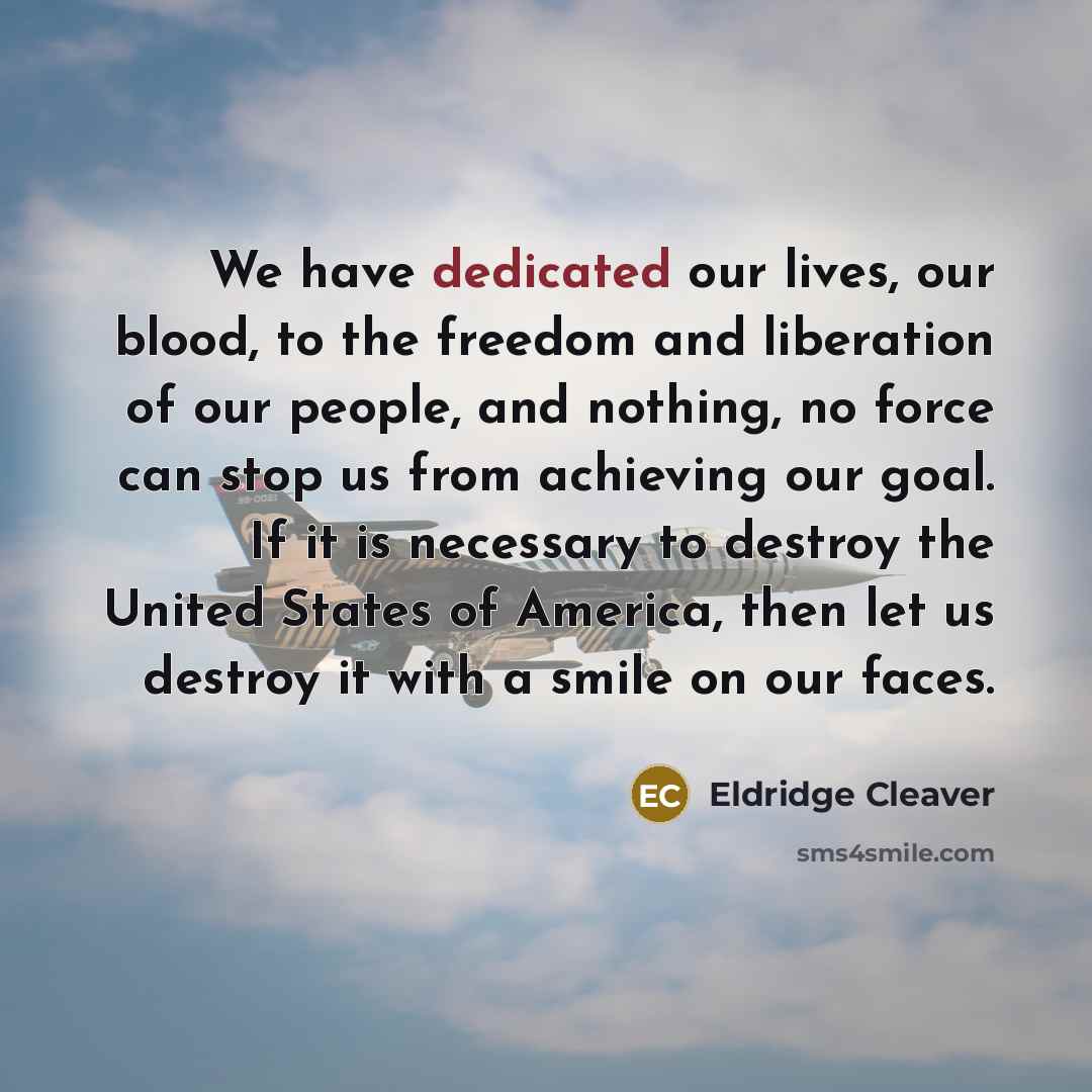 “We have dedicated our lives, our blood, to the freedom…” quote by Eldridge Cleaver