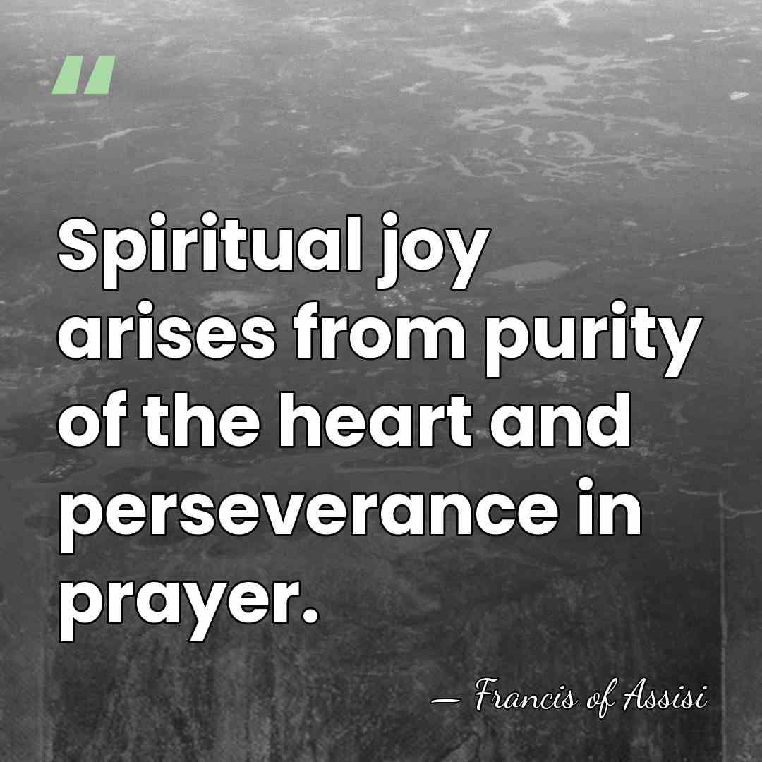 Spiritual joy arises from purity of the heart and perseverance in prayer. - Francis of Assisi
