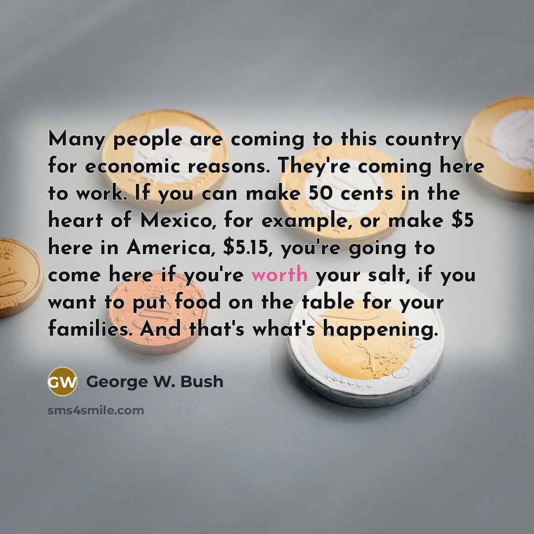 “Many people are coming to this country for economic reasons.…” quote by George W. Bush