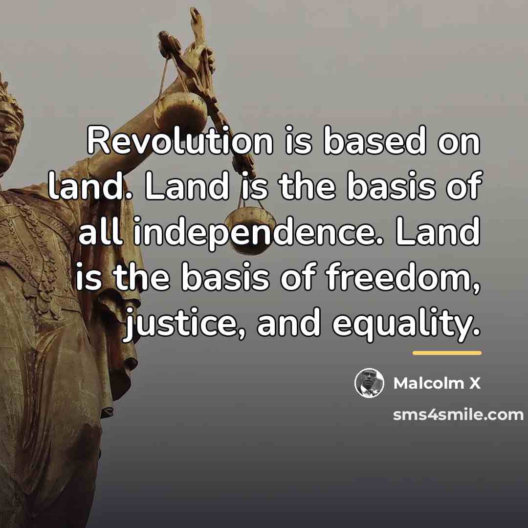 “Revolution is based on land. Land is the basis of…” quote by Malcolm X