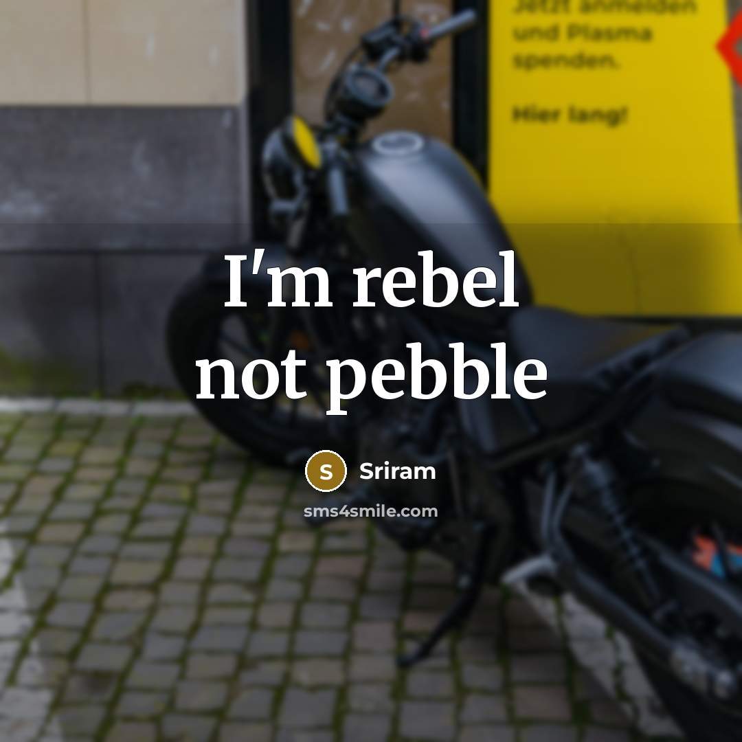 “I'm rebel not pebble…” quote by Sriram