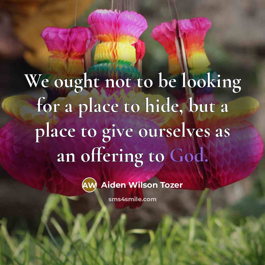 “We ought not to be looking for a place to…” quote by Aiden Wilson Tozer