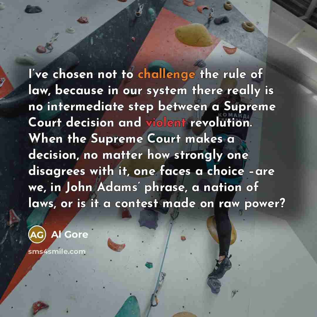 “I’ve chosen not to challenge the rule of law, because…” quote by Al Gore