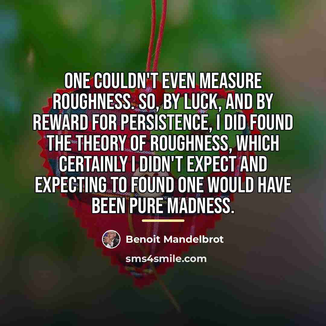 “One couldn't even measure roughness. So, by luck, and by…” quote by Benoit Mandelbrot