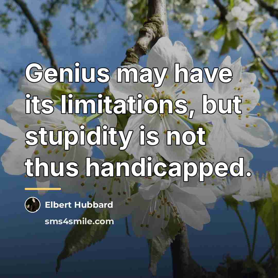 “Genius may have its limitations, but stupidity is not thus…” quote by Elbert Hubbard