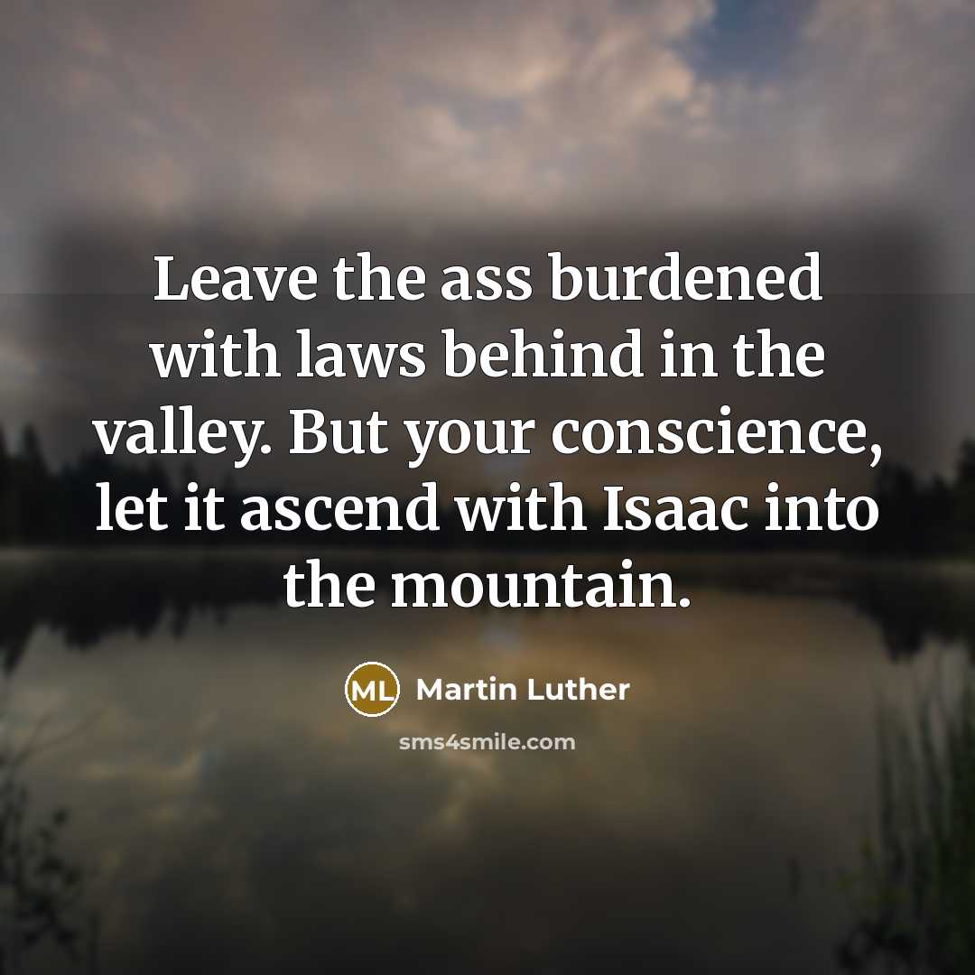 “Leave the ass burdened with laws behind in the valley.…” quote by Martin Luther