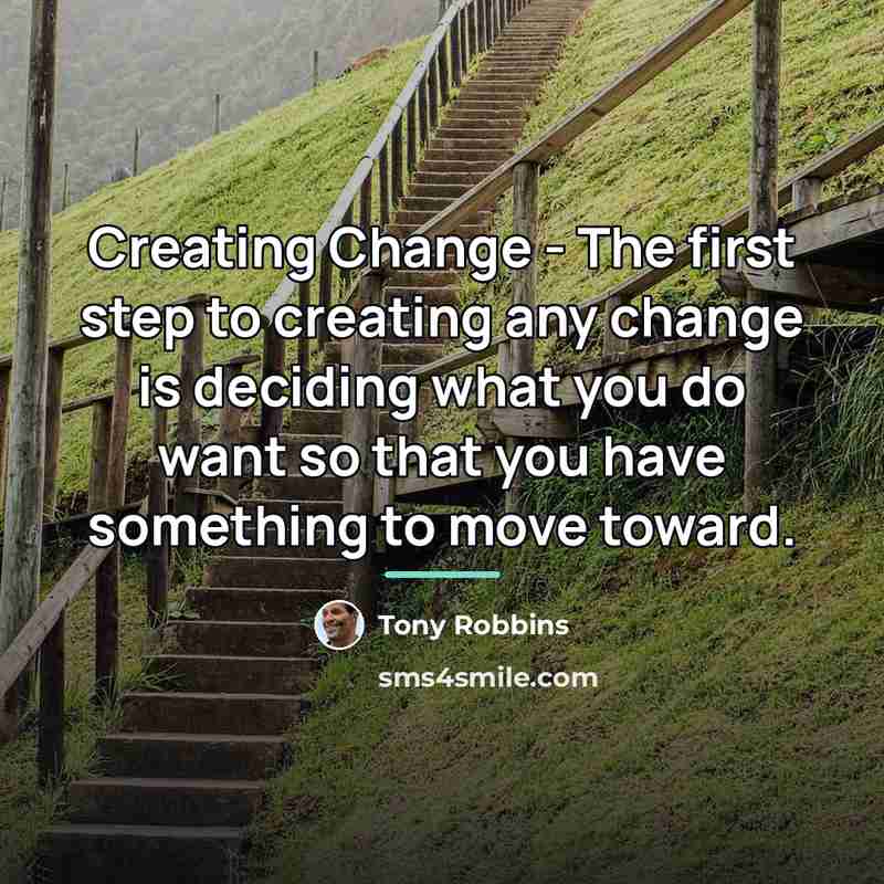 “Creating Change - The first step to creating any change…” quote by Tony Robbins