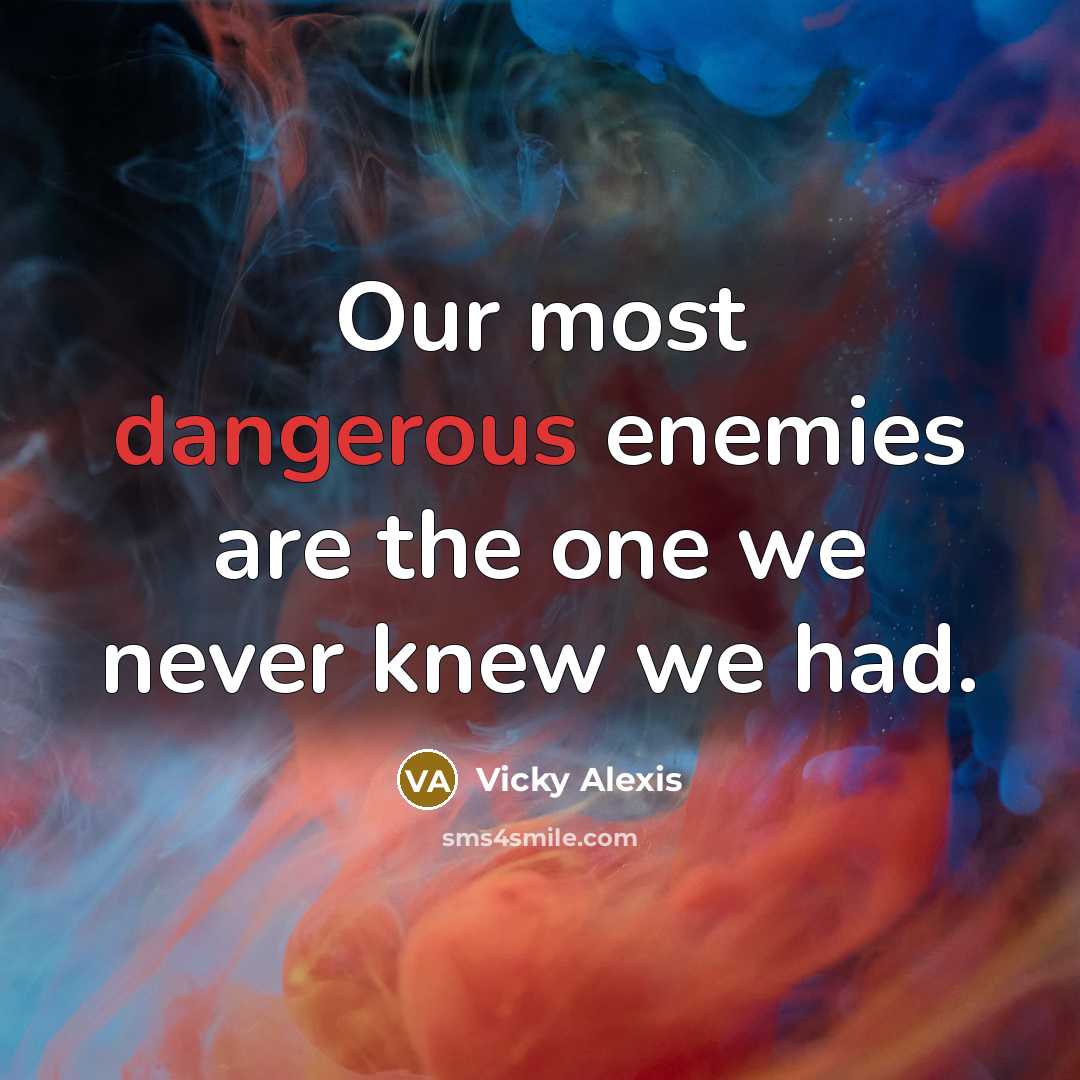 “Our most dangerous enemies are the one we never knew we had.” quote by Vicky Alexis