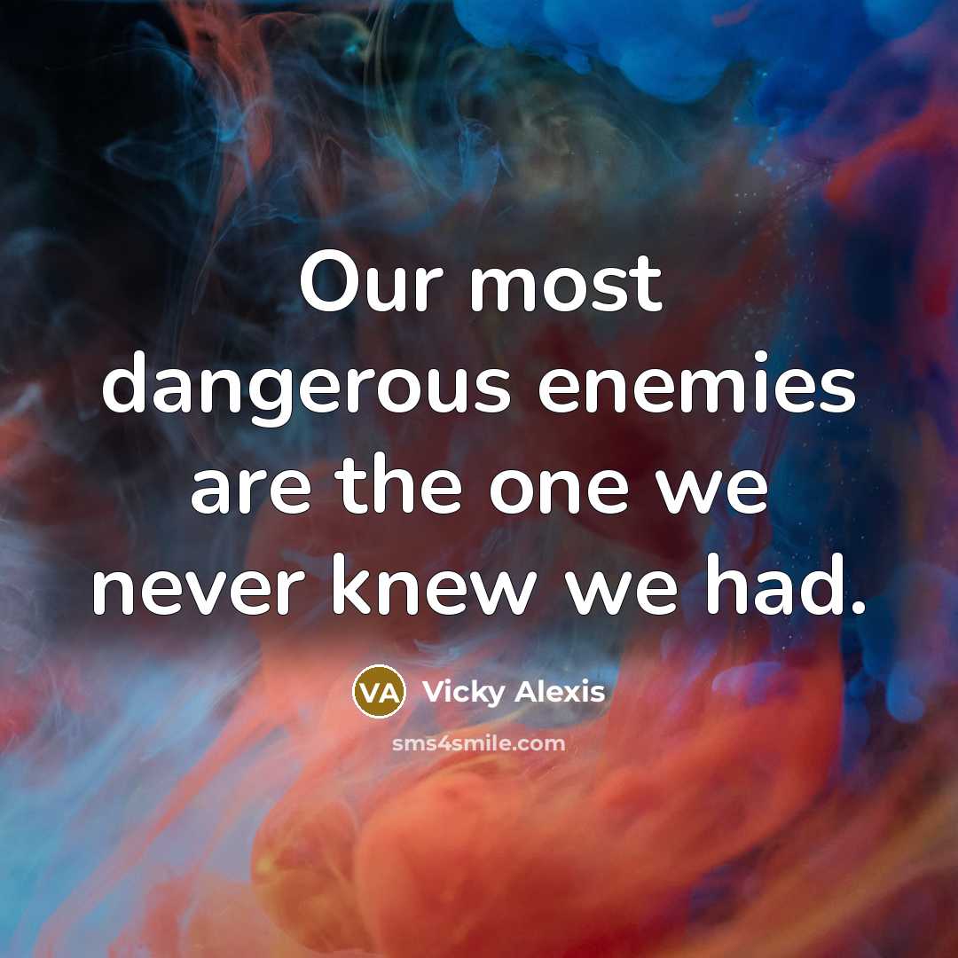 “Our most dangerous enemies are the one we never knew…” quote by Vicky Alexis