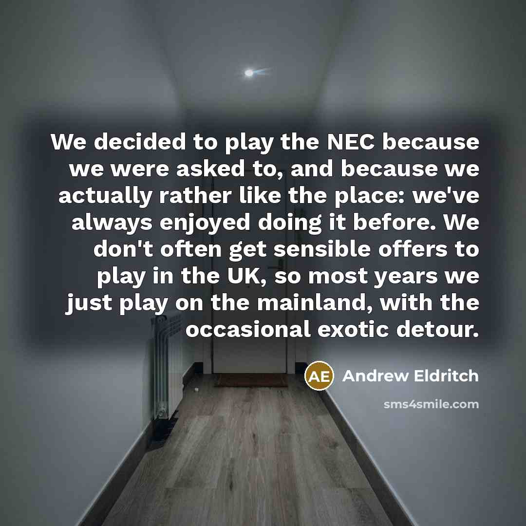 “We decided to play the NEC because we were asked…” quote by Andrew Eldritch