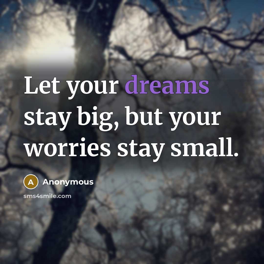 “Let your dreams stay big, but your worries stay small.” quote by Anonymous
