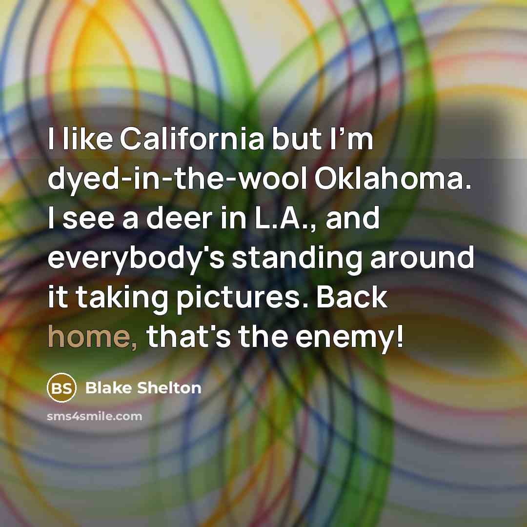 “I like California but I'm dyed-in-the-wool Oklahoma. I see a…” quote by Blake Shelton