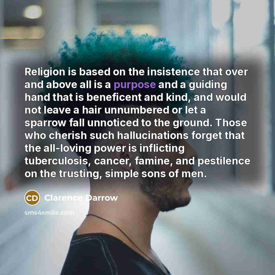 “Religion is based on the insistence that over and above…” quote by Clarence Darrow