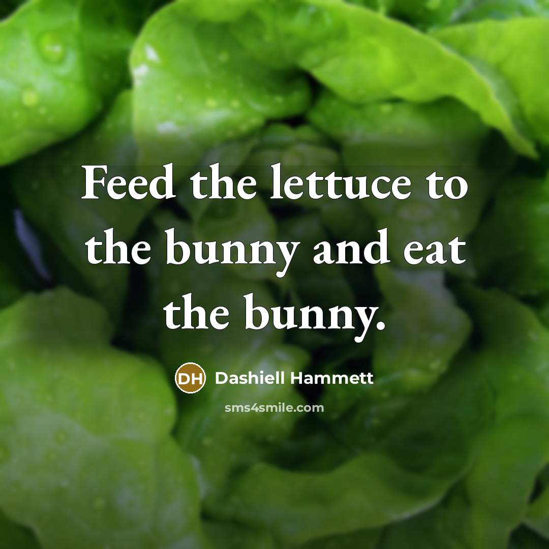 “Feed the lettuce to the bunny and eat the bunny.…” quote by Dashiell Hammett