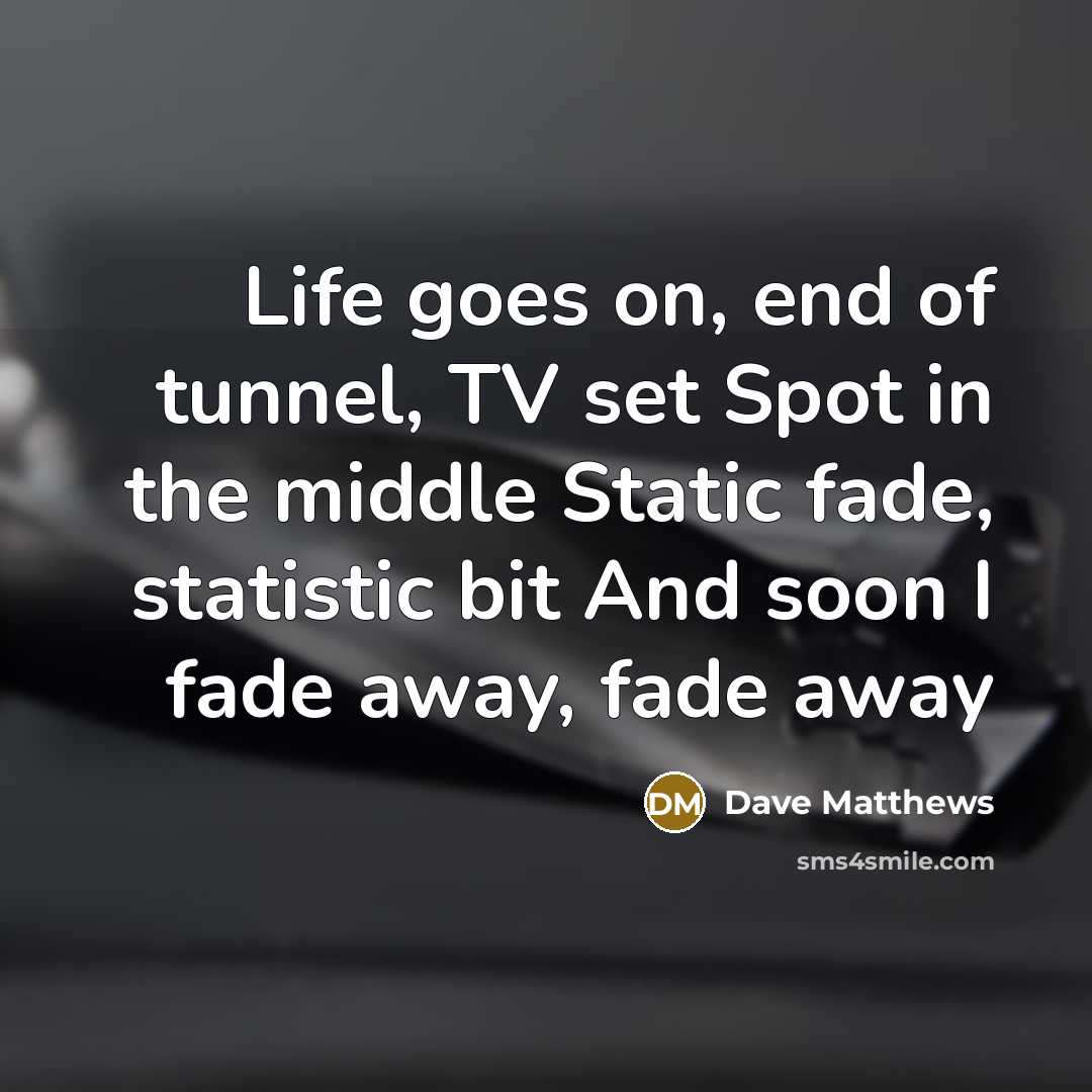 “Life goes on, end of tunnel, TV set Spot in…” quote by Dave Matthews