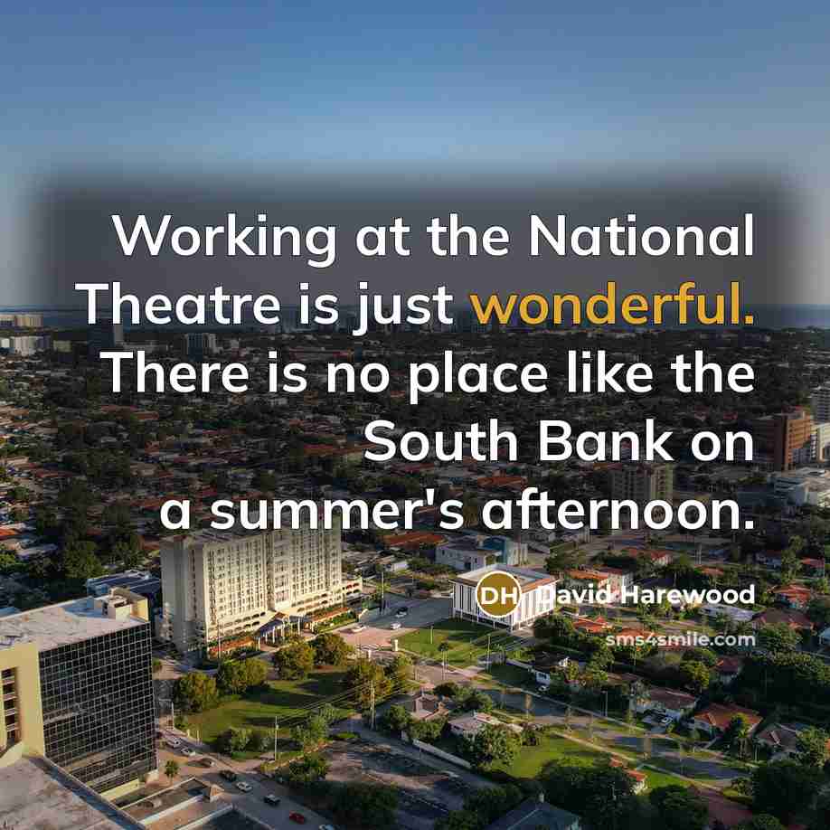 “Working at the National Theatre is just wonderful. There is…” quote by David Harewood