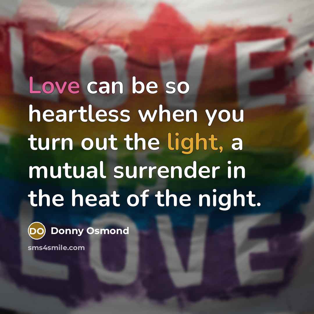 “Love can be so heartless when you turn out the…” quote by Donny Osmond