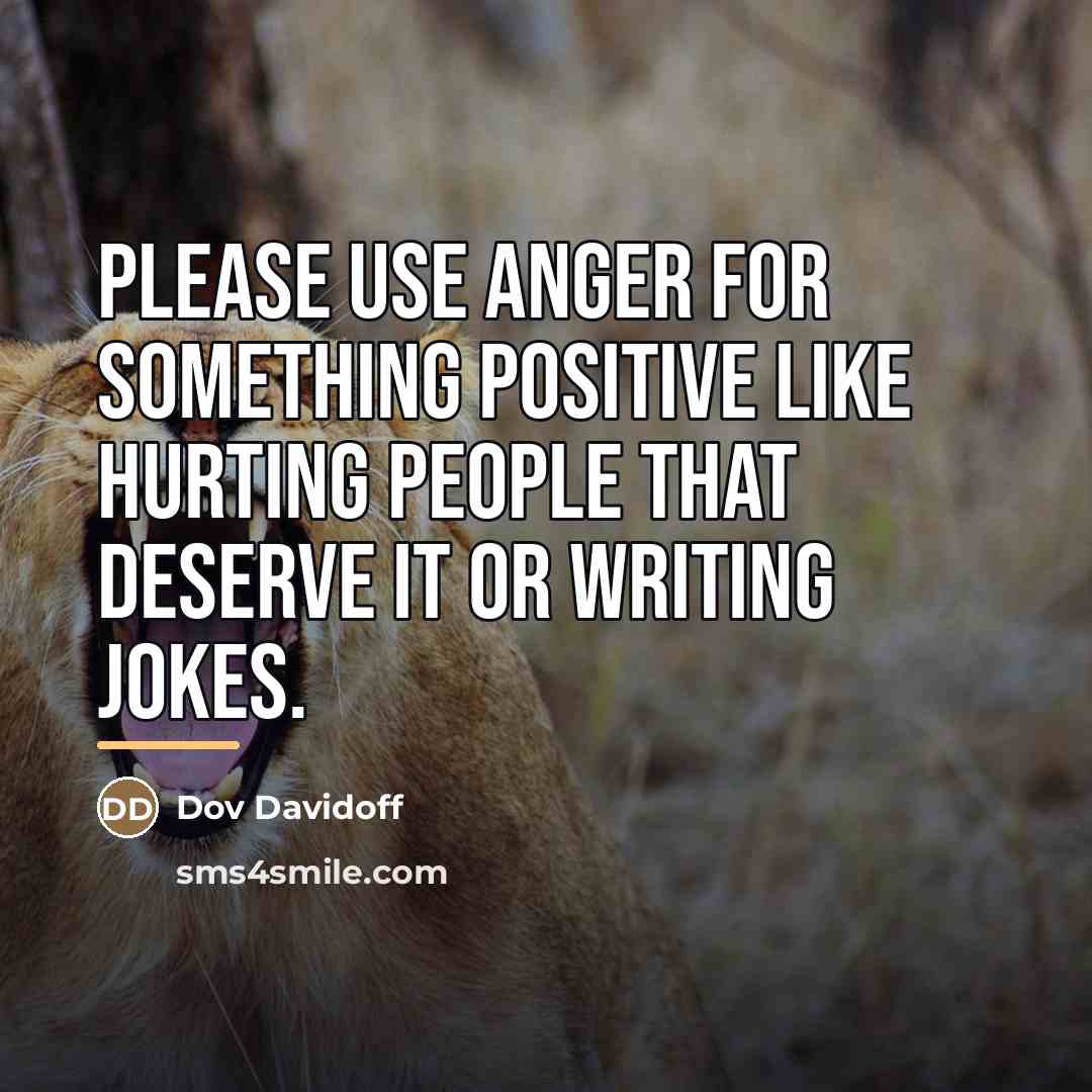 “Please use anger for something positive like hurting people that…” quote by Dov Davidoff