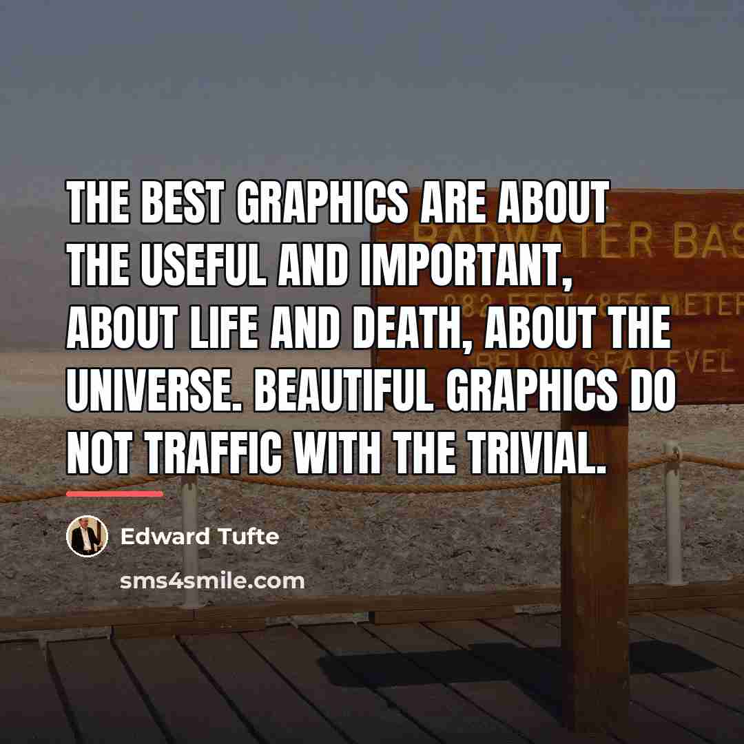 “The best graphics are about the useful and important, about…” quote by Edward Tufte