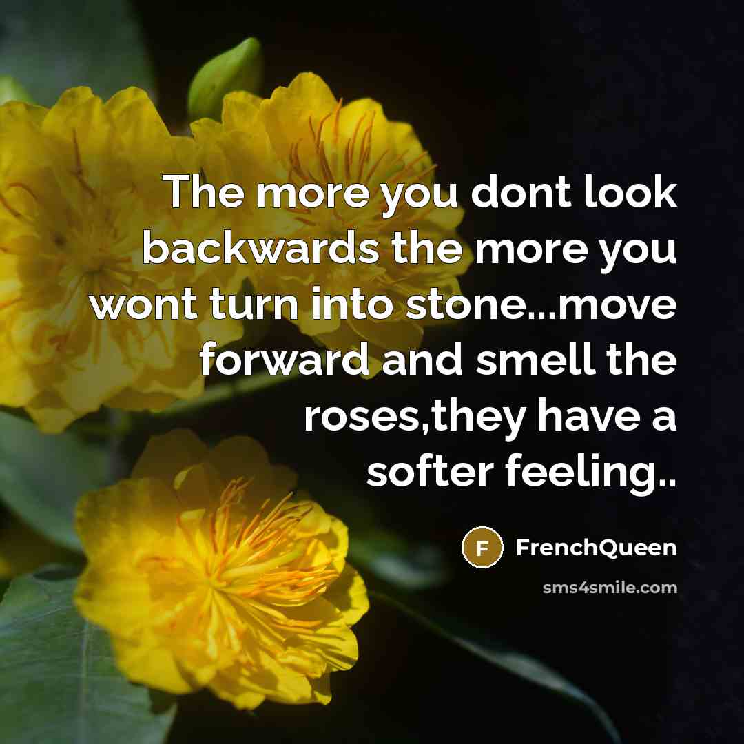 “The more you dont look backwards the more you wont…” quote by Frenchqueen
