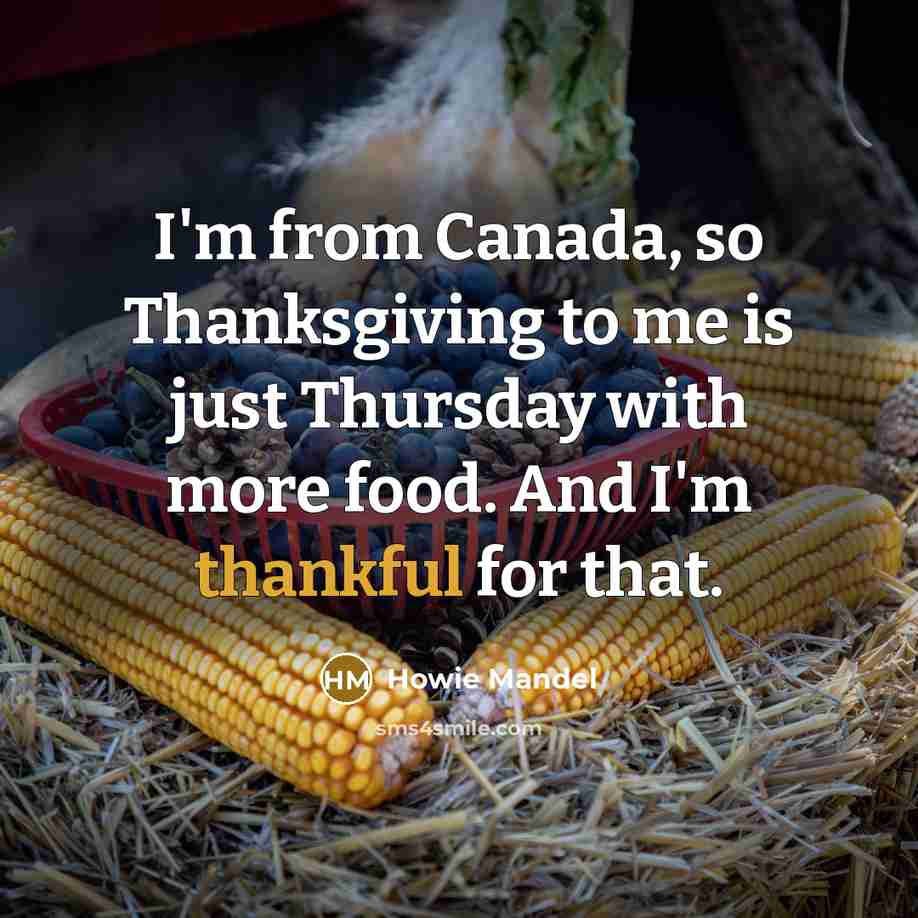“I'm from Canada, so Thanksgiving to me is just Thursday…” quote by Howie Mandel