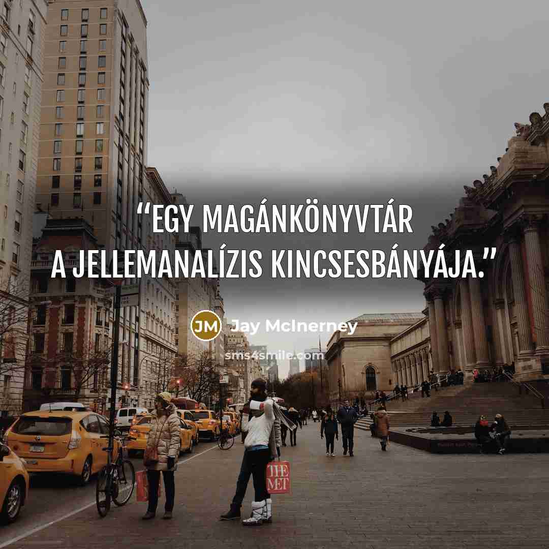 “Egy magánkönyvtár a jellemanalízis kincsesbányája.” quote by Jay McInerney