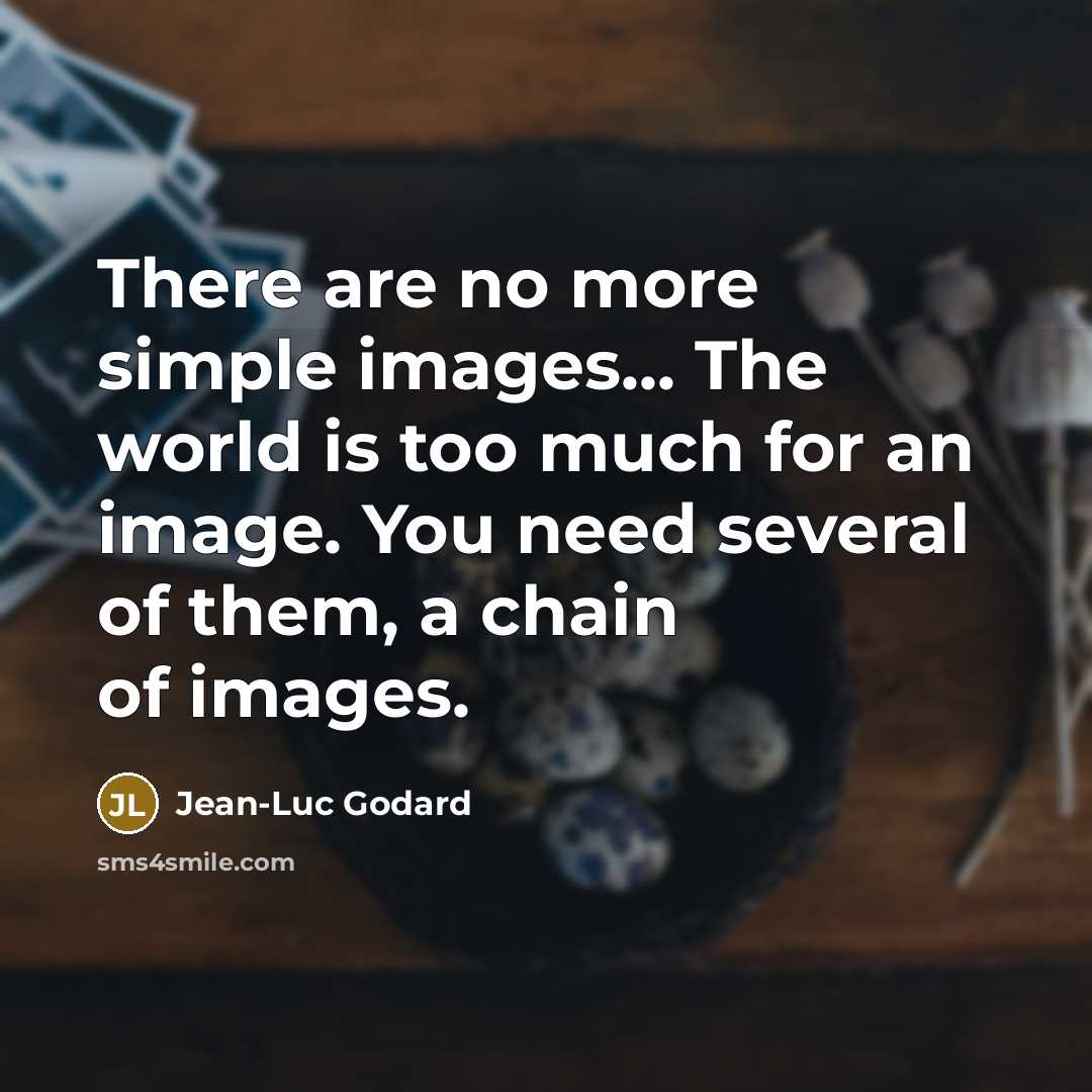 “There are no more simple images... The world is too…” quote by Jean-Luc Godard