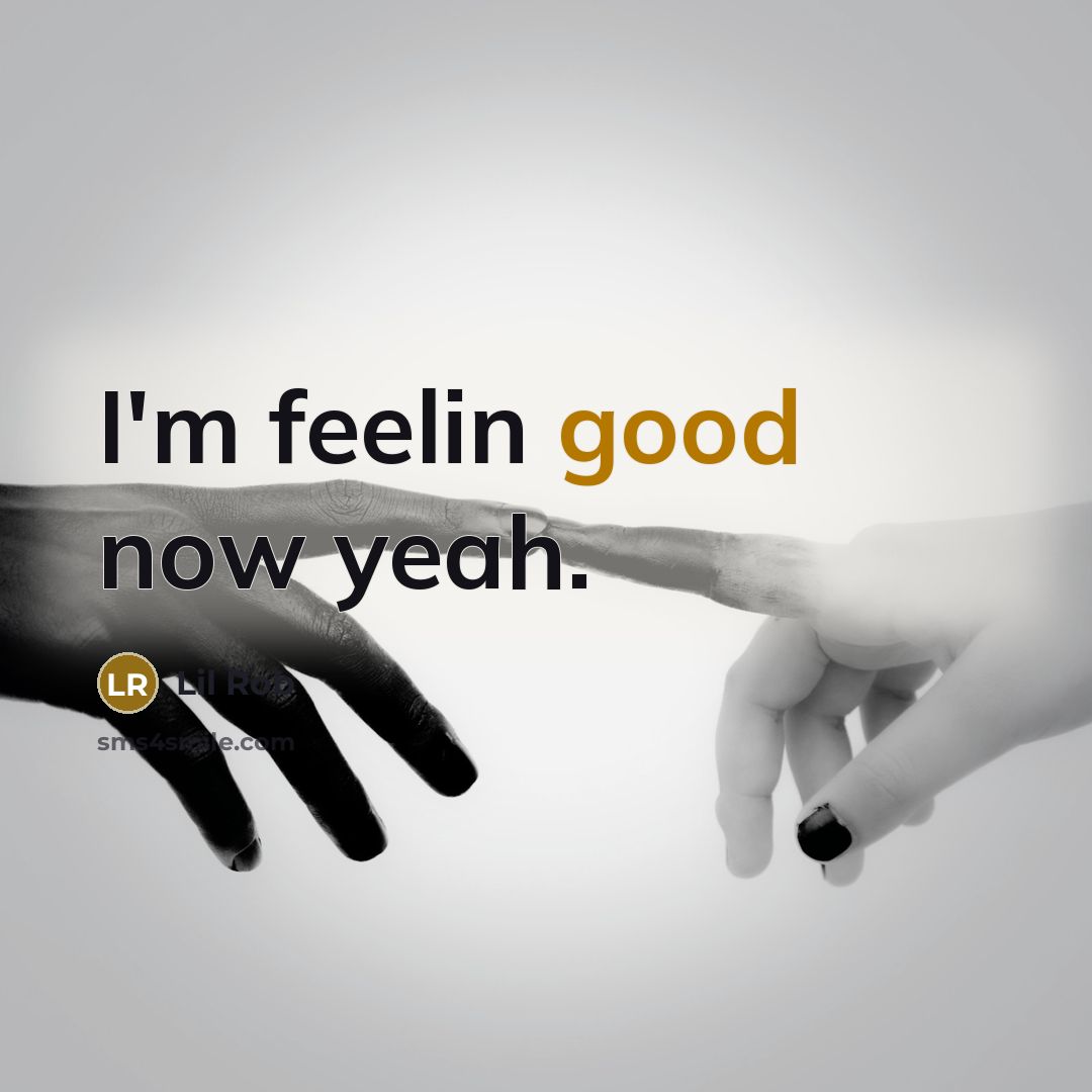 “I'm feelin good now yeah.” quote by Lil Rob