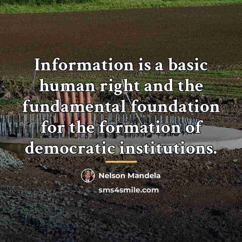 “Information is a basic human right and the fundamental foundation…” quote by Nelson Mandela