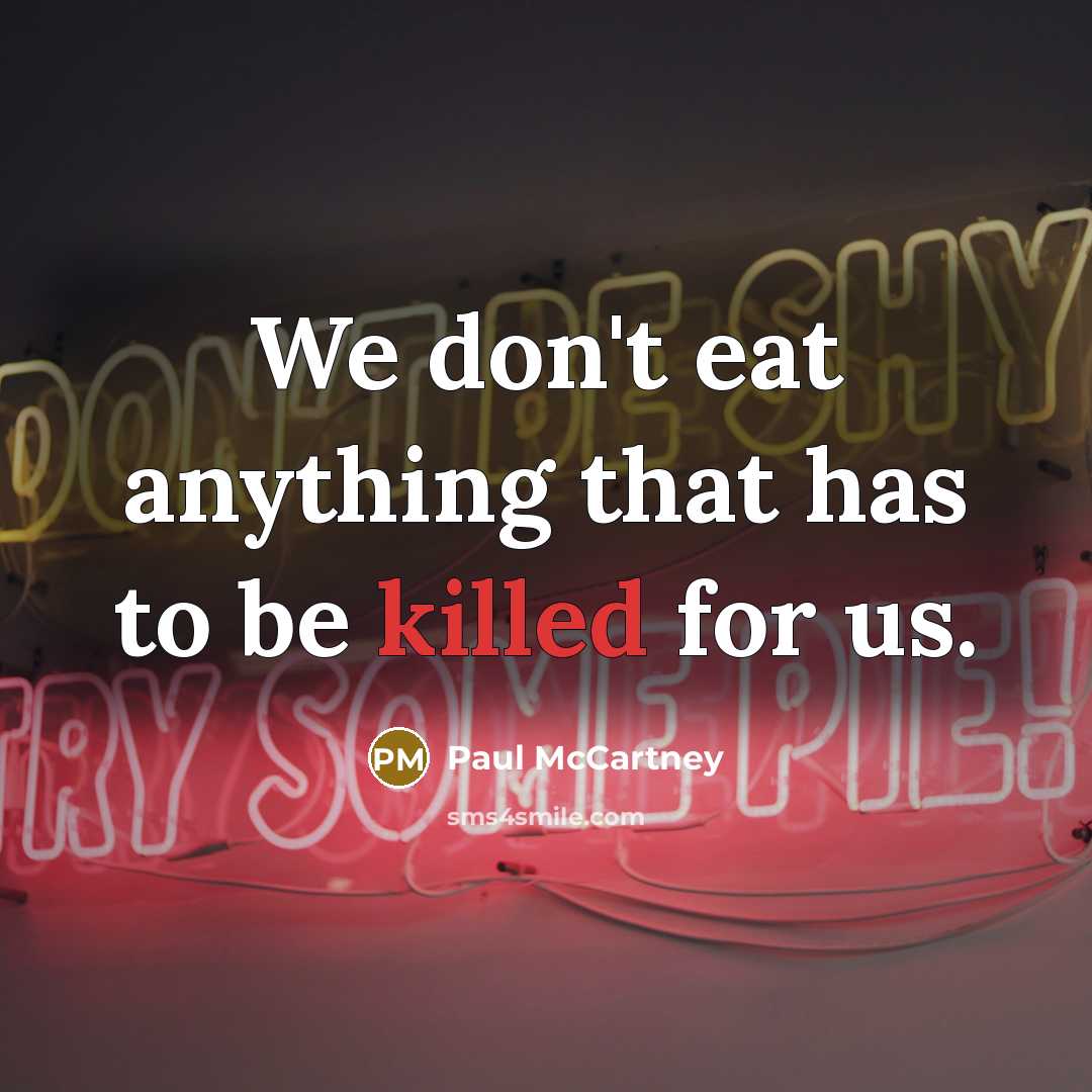 “We don't eat anything that has to be killed for…” quote by Paul McCartney