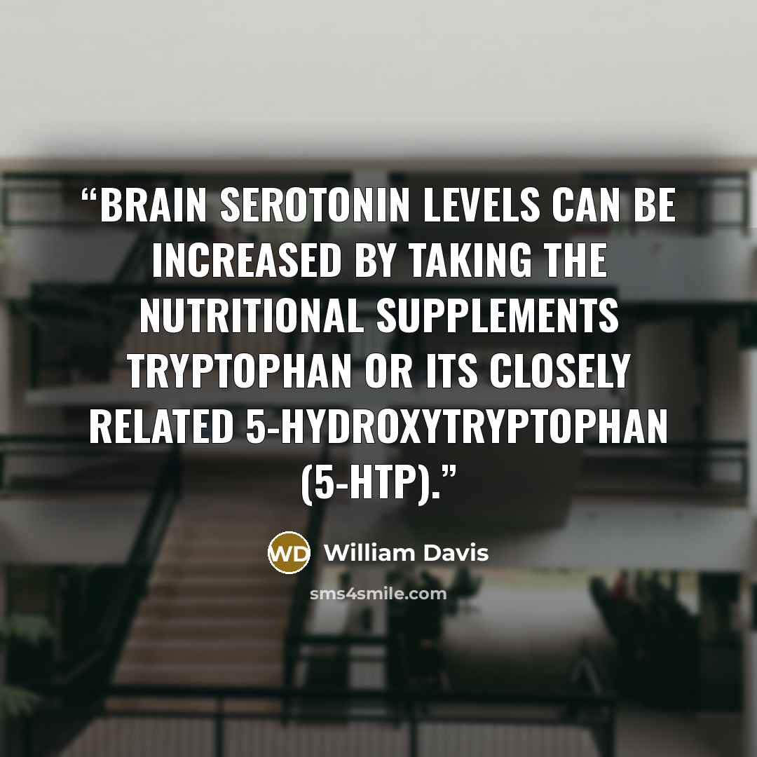“Brain serotonin levels can be increased by taking the nutritional supplements tryptophan or its closely related 5-hydroxytryptophan (5-HTP).” quote by William Davis