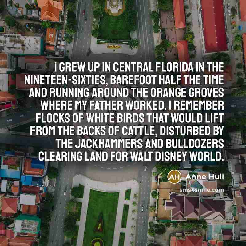 “I grew up in central Florida in the nineteen-sixties, barefoot…” quote by Anne Hull
