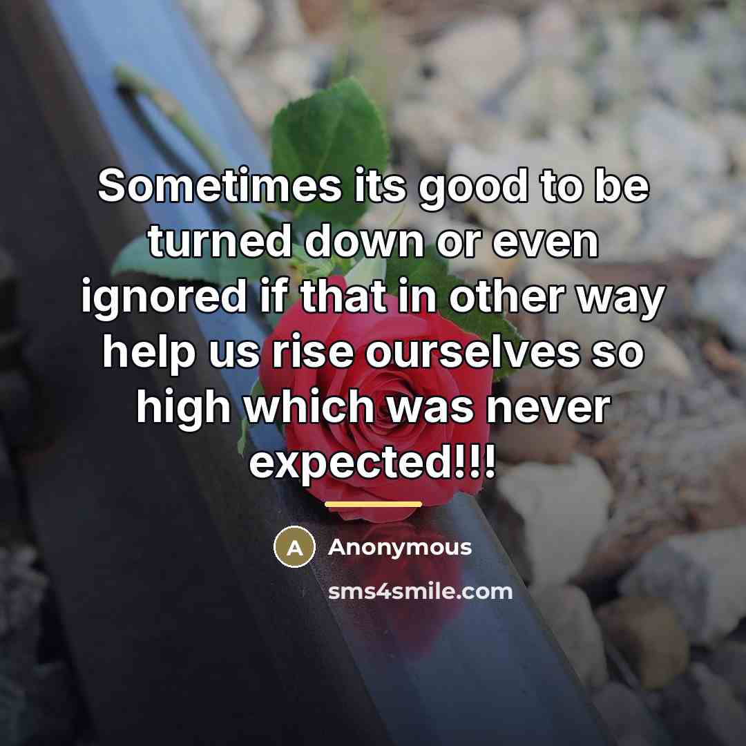 “Sometimes its good to be turned down or even ignored…” quote by Anonymous