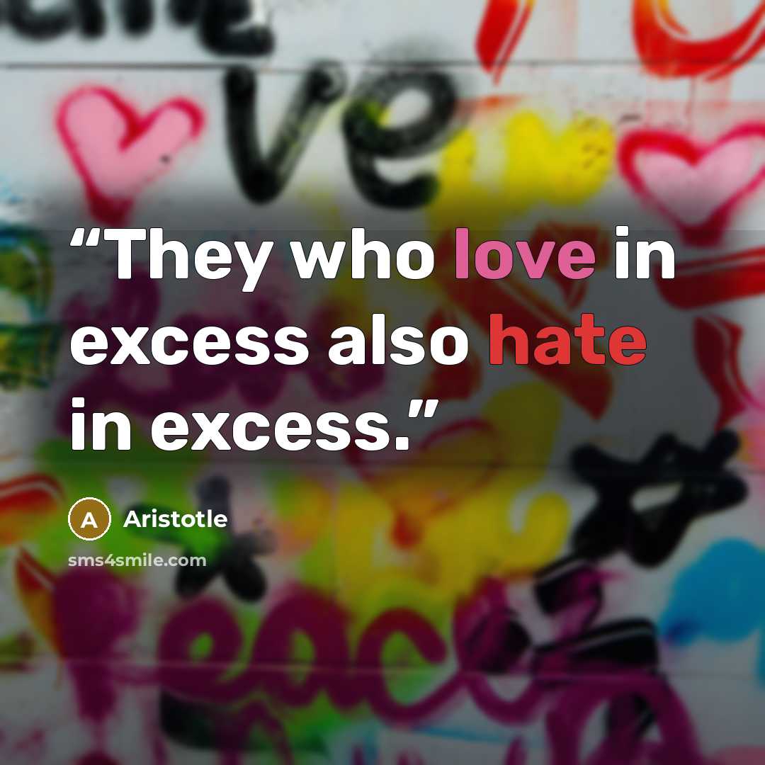 “They who love in excess also hate in excess.” quote by Aristotle