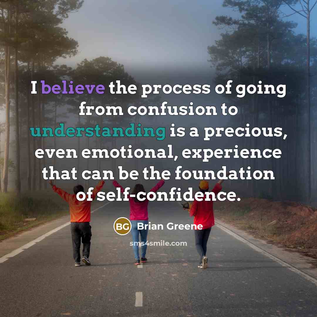 “I believe the process of going from confusion to understanding…” quote by Brian Greene