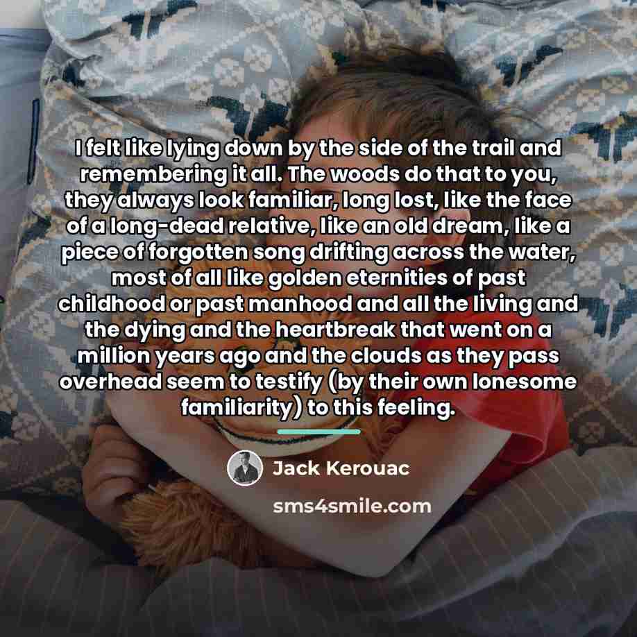 “I felt like lying down by the side of the…” quote by Jack Kerouac