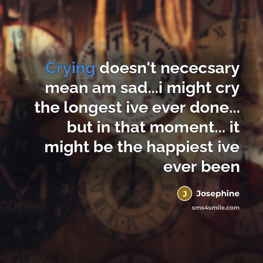 “Crying doesn't nececsary mean am sad...i might cry the longest…” quote by Josephine