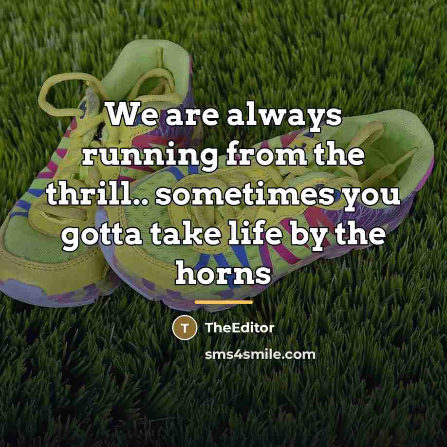 “We are always running from the thrill.. sometimes you gotta…” quote by TheEditor