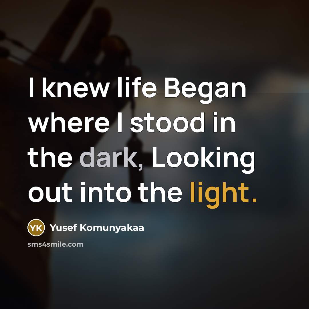 “I knew life Began where I stood in the dark,…” quote by Yusef Komunyakaa