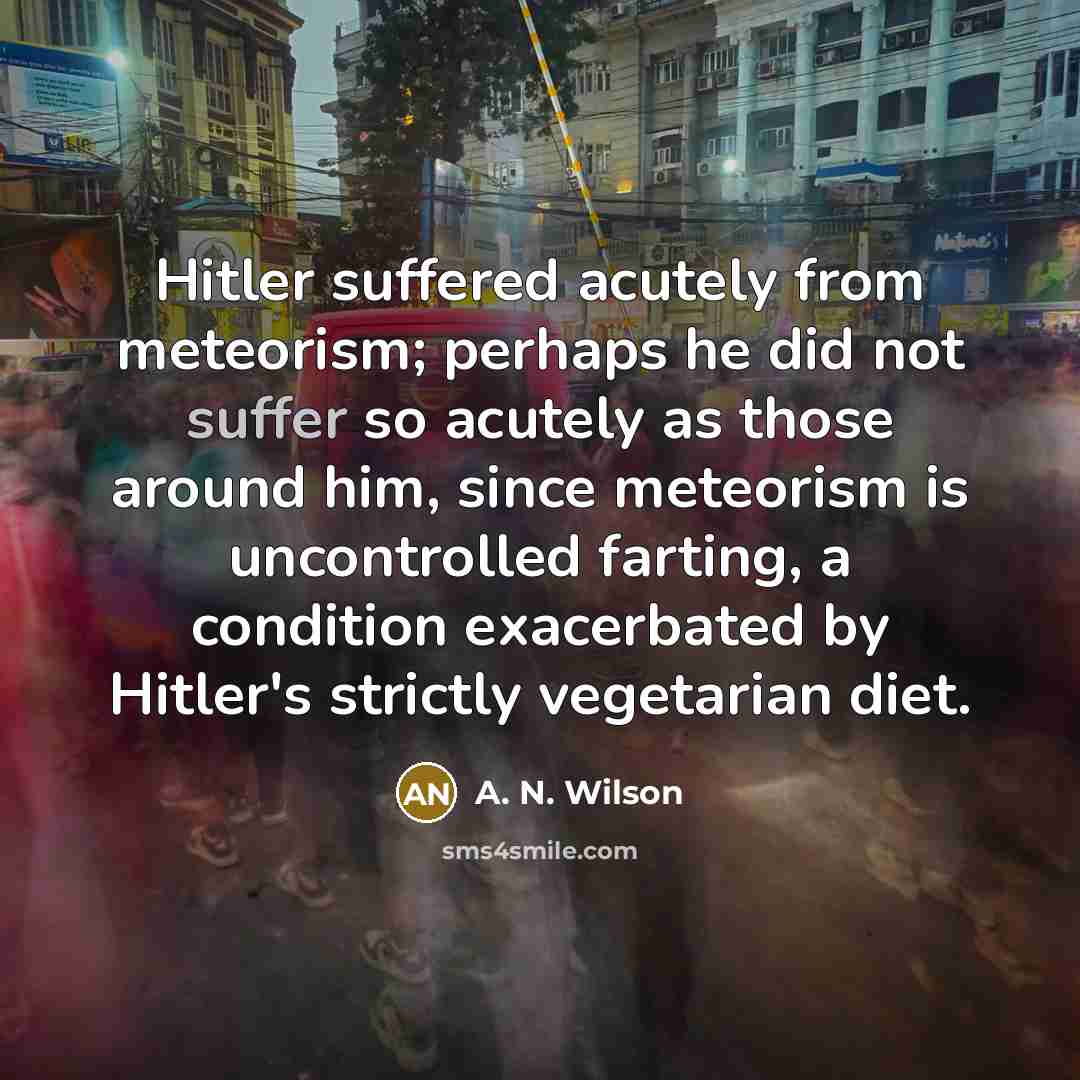“Hitler suffered acutely from meteorism; perhaps he did not suffer…” quote by A. N. Wilson