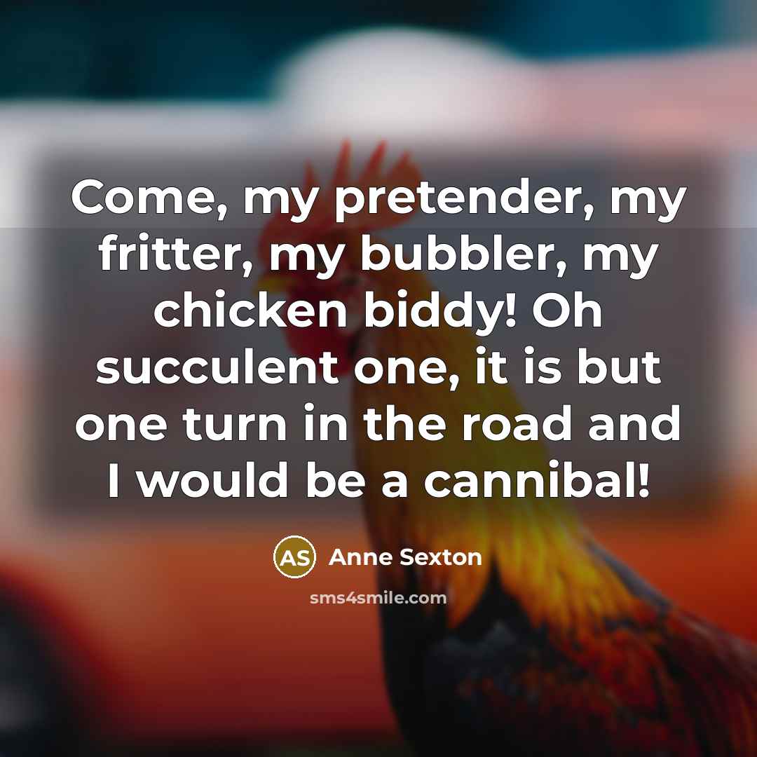 “Come, my pretender, my fritter, my bubbler, my chicken biddy!…” quote by Anne Sexton