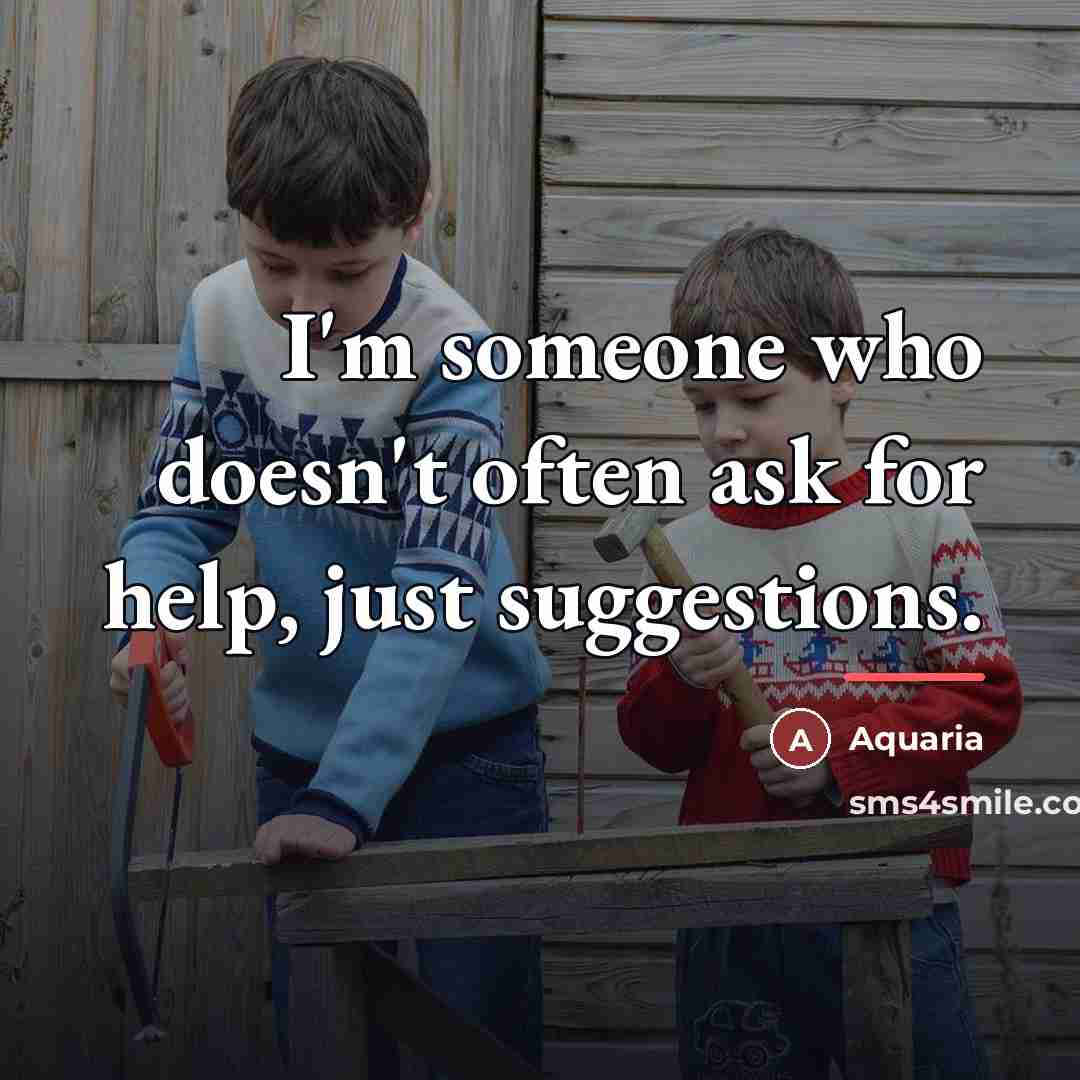 “I'm someone who doesn't often ask for help, just suggestions.…” quote by Aquaria