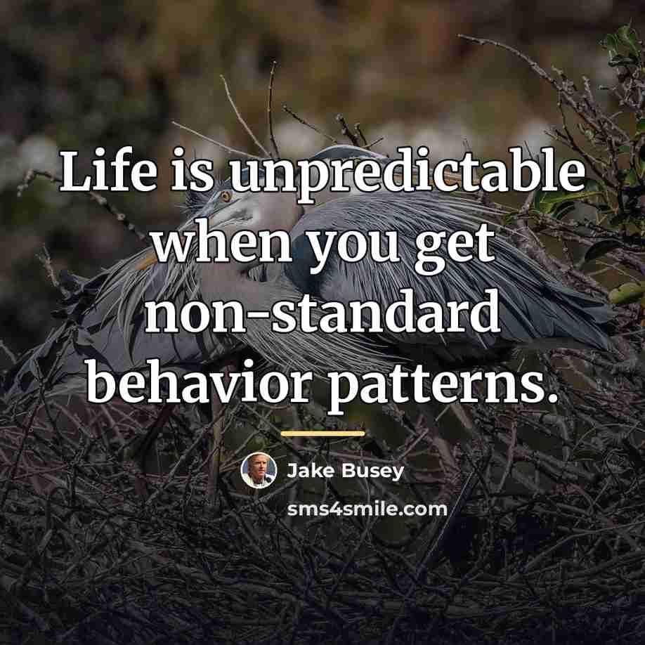 “Life is unpredictable when you get non-standard behavior patterns.…” quote by Jake Busey