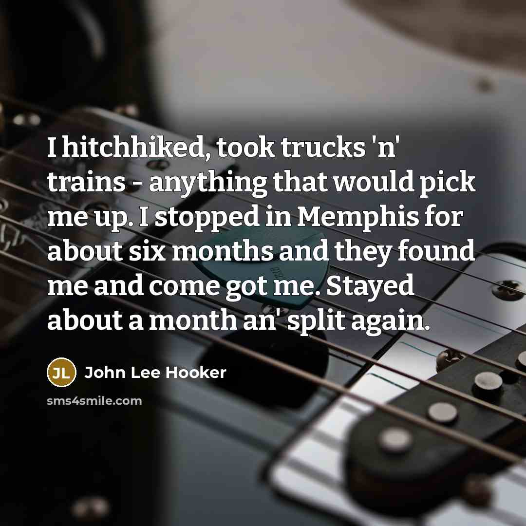 “I hitchhiked, took trucks 'n' trains - anything that would…” quote by John Lee Hooker